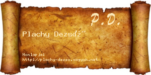 Plachy Dezső névjegykártya